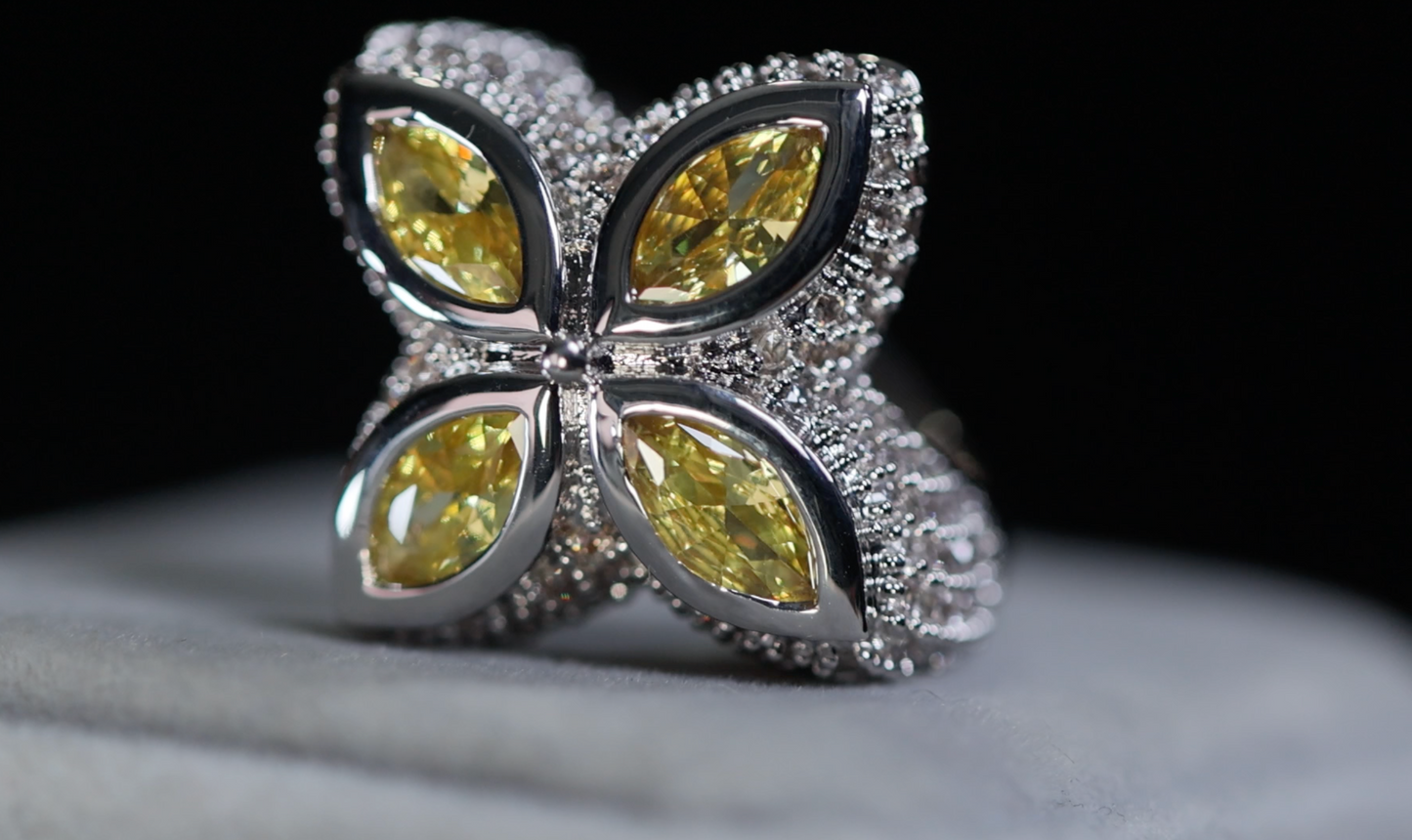Men's Yellow Diamond Hip Hop Ring