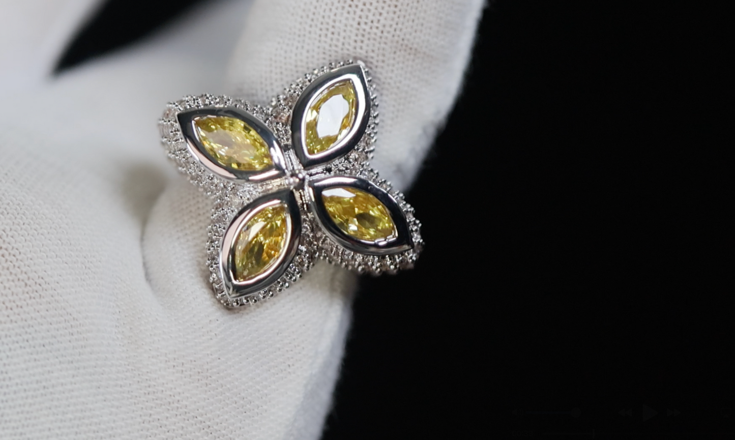 Men's Yellow Diamond Hip Hop Ring