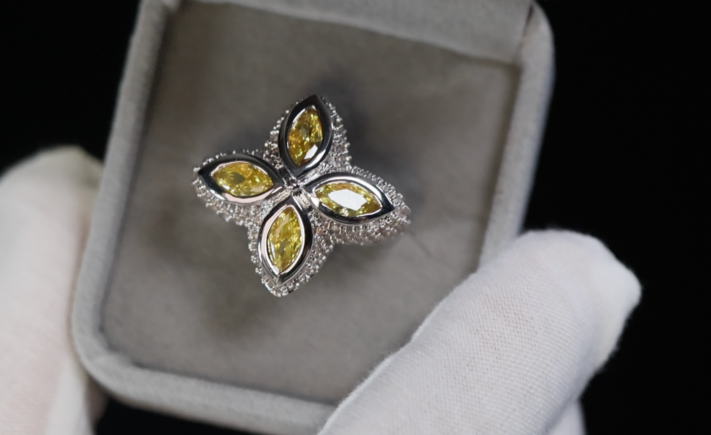 Men's Yellow Diamond Iced Out Ring