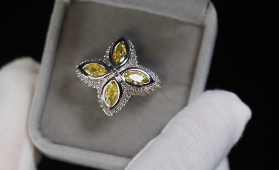 Men's Yellow Diamond Iced Out Ring