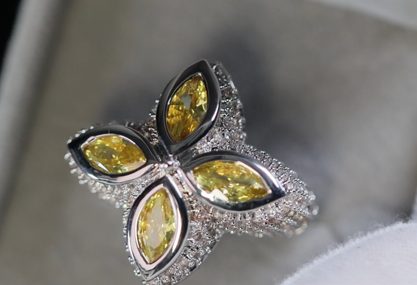 Men's Yellow Diamond Cross Ring
