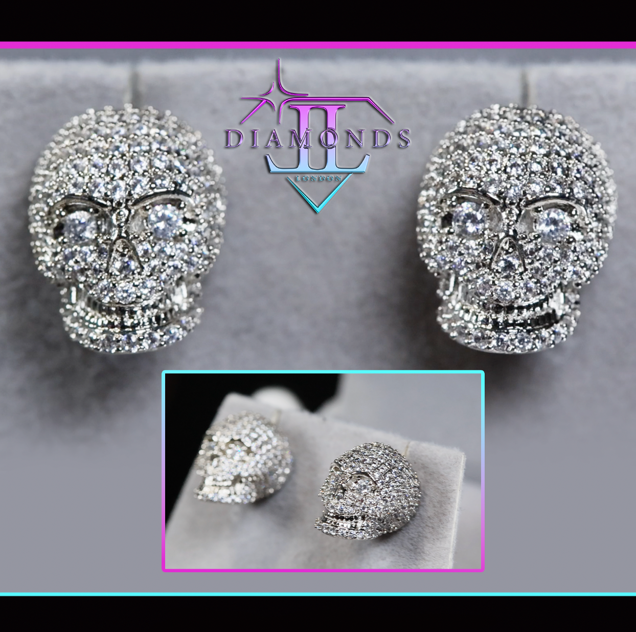 Skull diamond ear studs