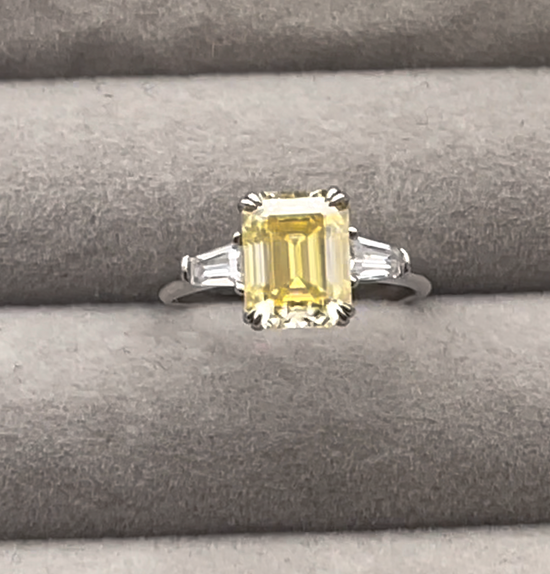 Yellow Baguette Moissanite Diamond Ring