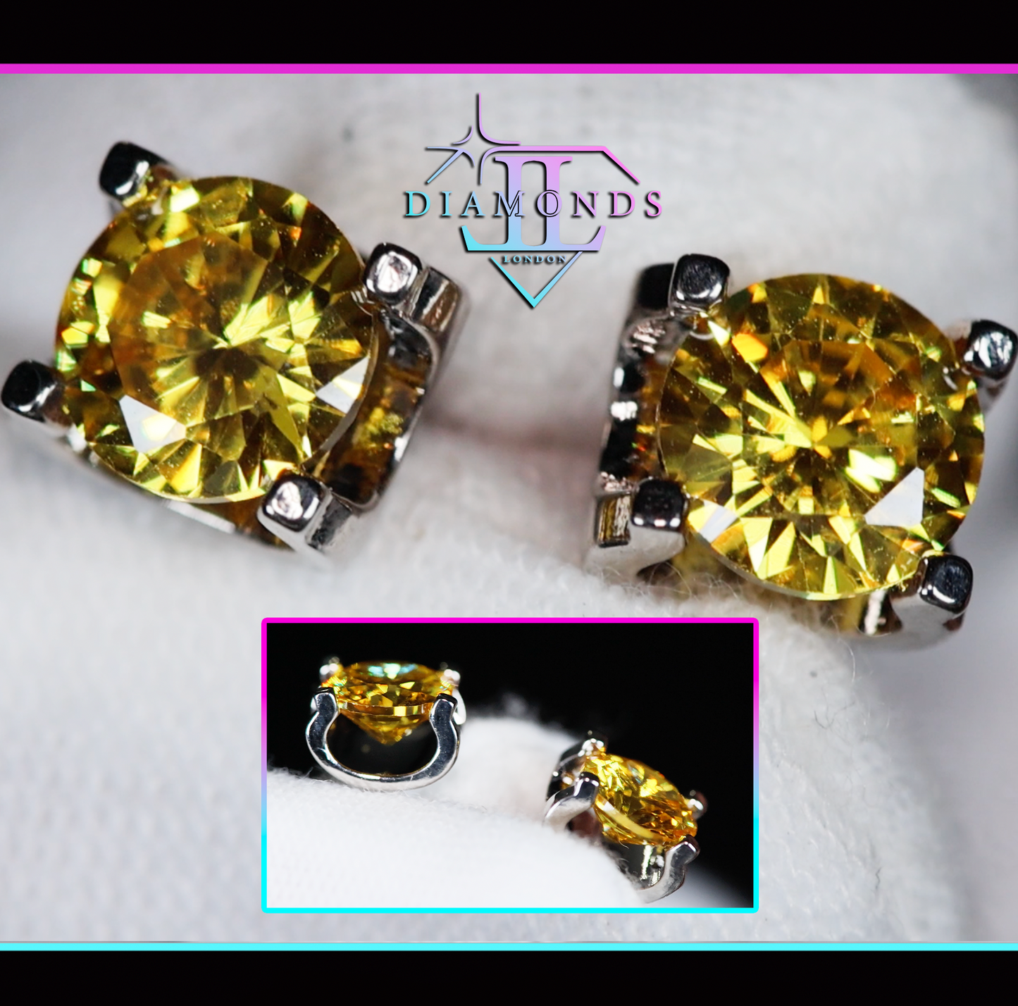 Yellow Diamond Ear Studs | Womens Earrings | Yellow Diamond Earrings