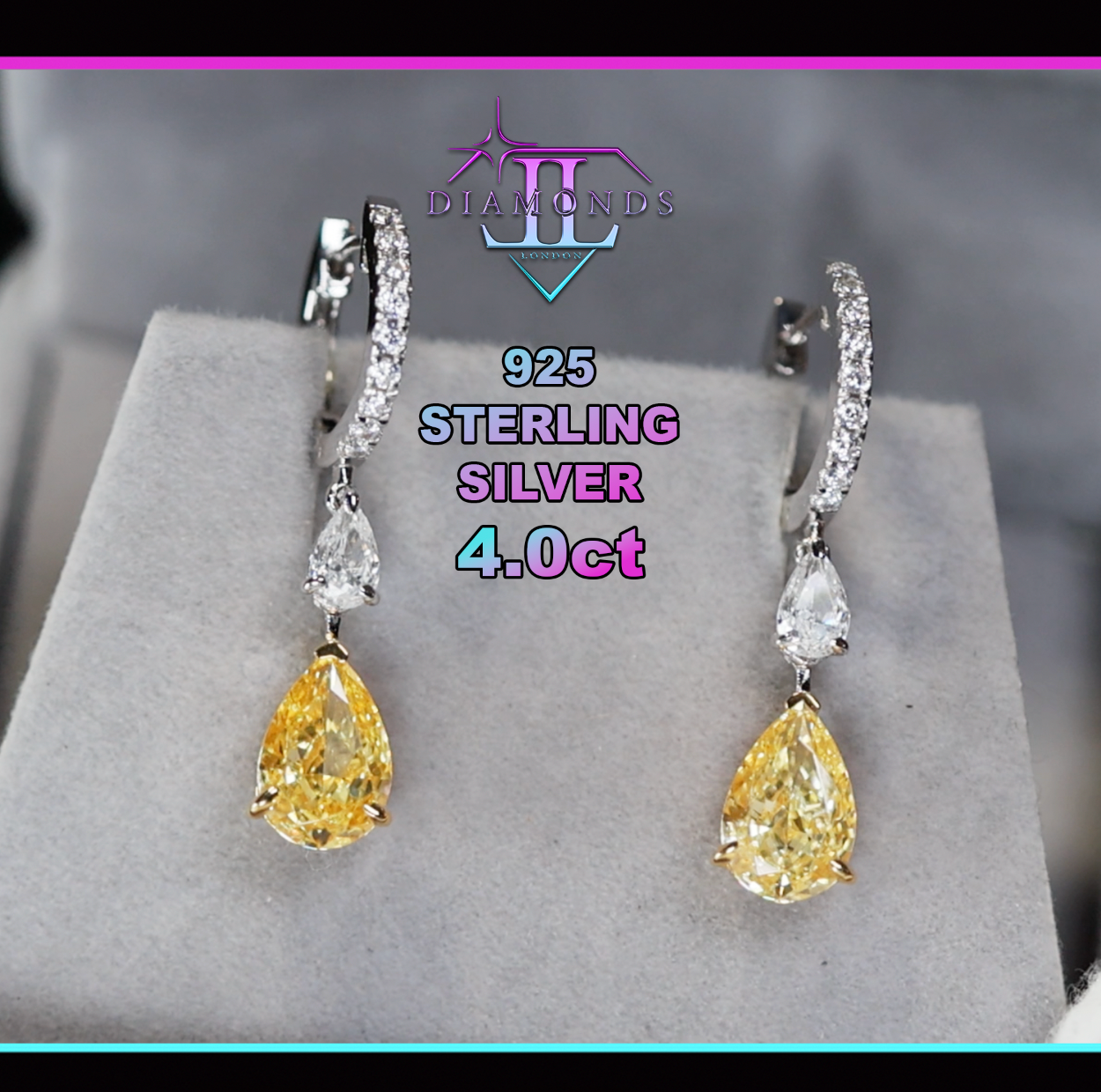 4.0ct Yellow Diamond Earrings | Yellow  Diamond Earrings | Pear Earrings