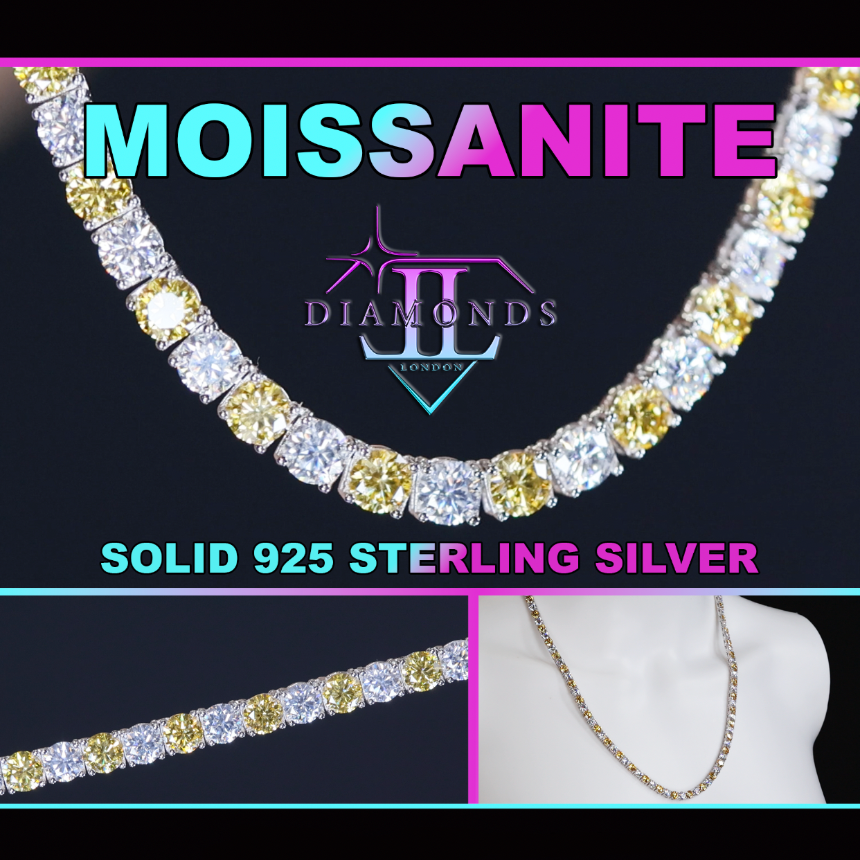 Yellow Moissanite Diamond Tennis Chain