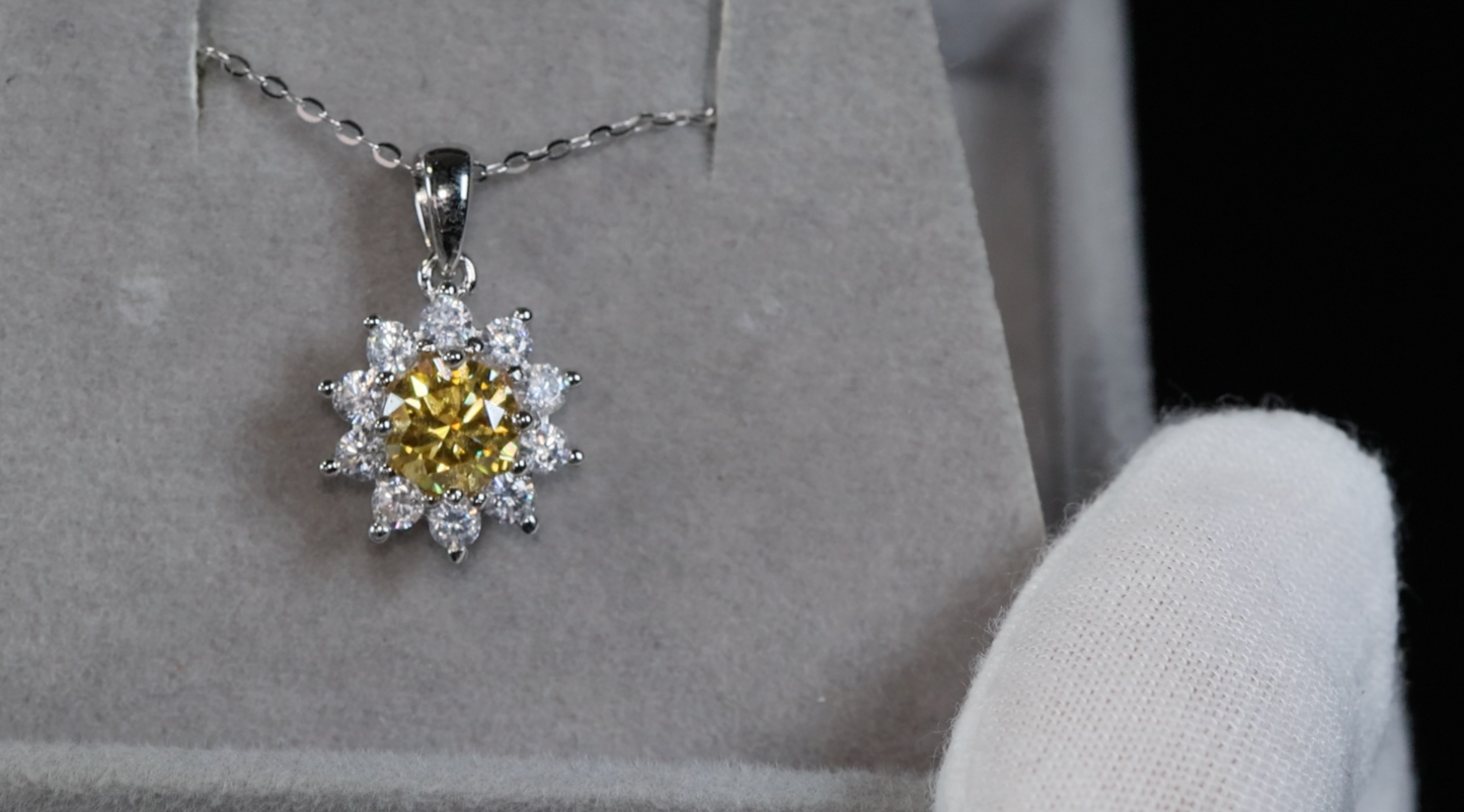 Yellow Moissanite Pendant | Yellow Diamond Pendant | Snowflake Pendant