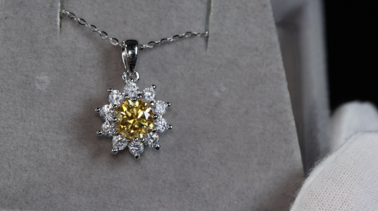 Yellow Moissanite Pendant | Yellow Diamond Pendant | Snowflake Pendant