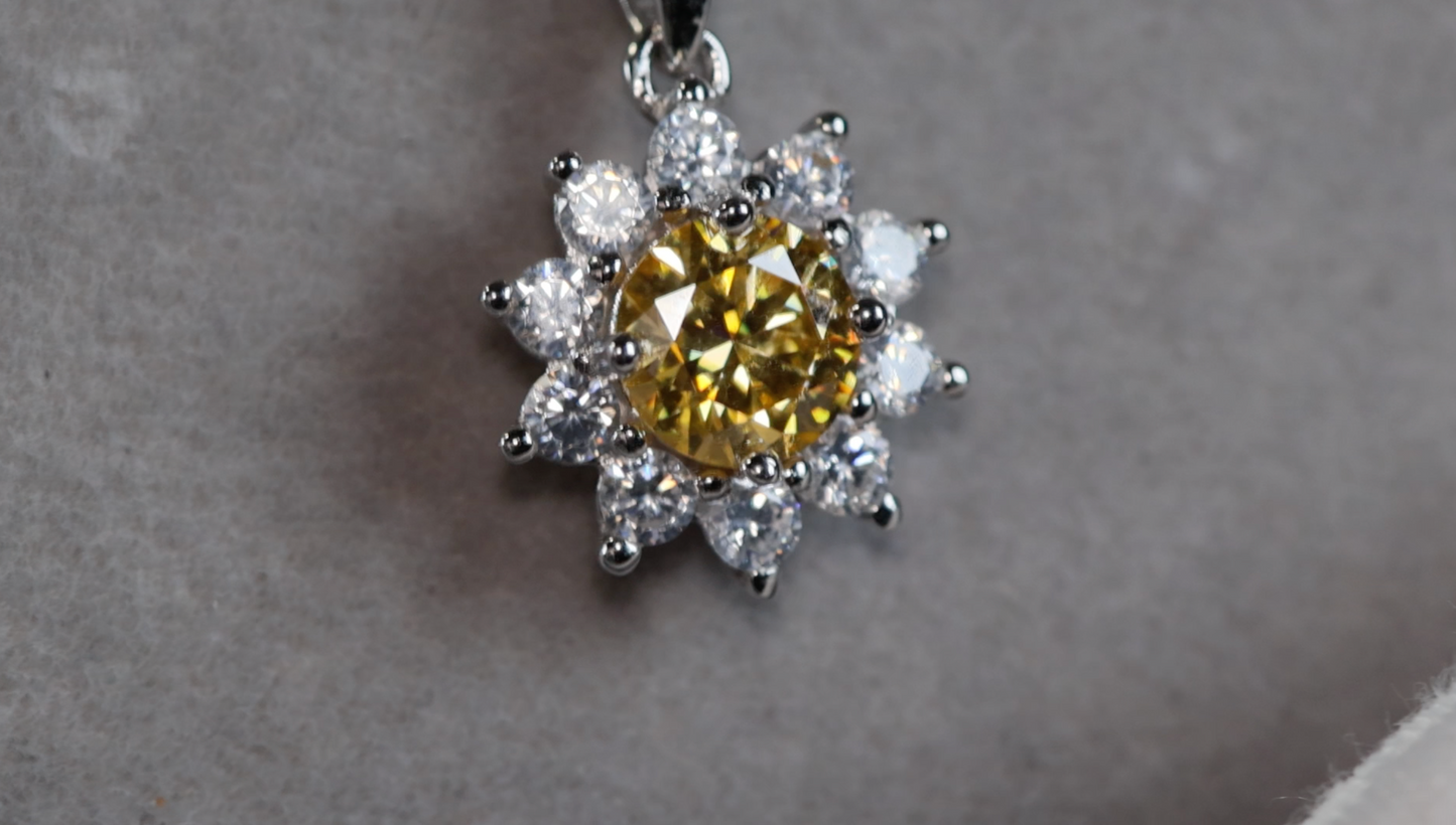 Yellow Moissanite Pendant | Yellow Diamond Pendant | Snowflake Pendant