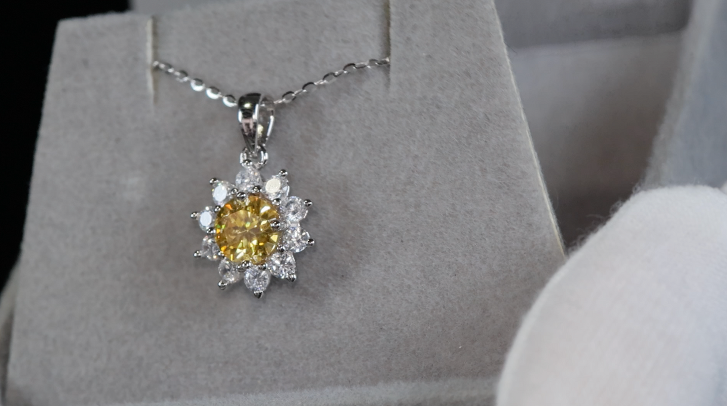 Yellow Moissanite Pendant | Yellow Diamond Pendant | Snowflake Pendant