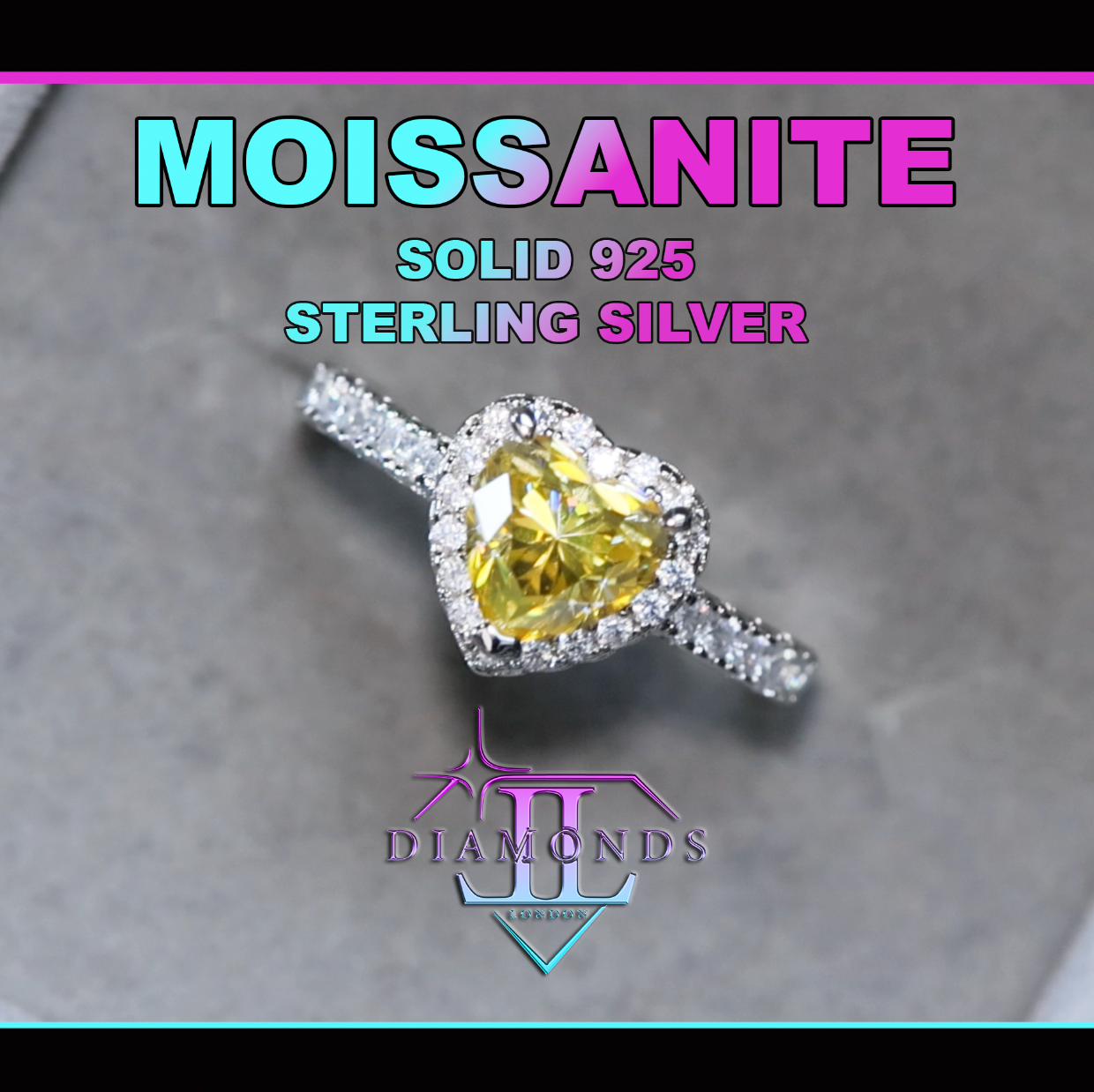 Yellow Moissanite Heart Diamond Ring