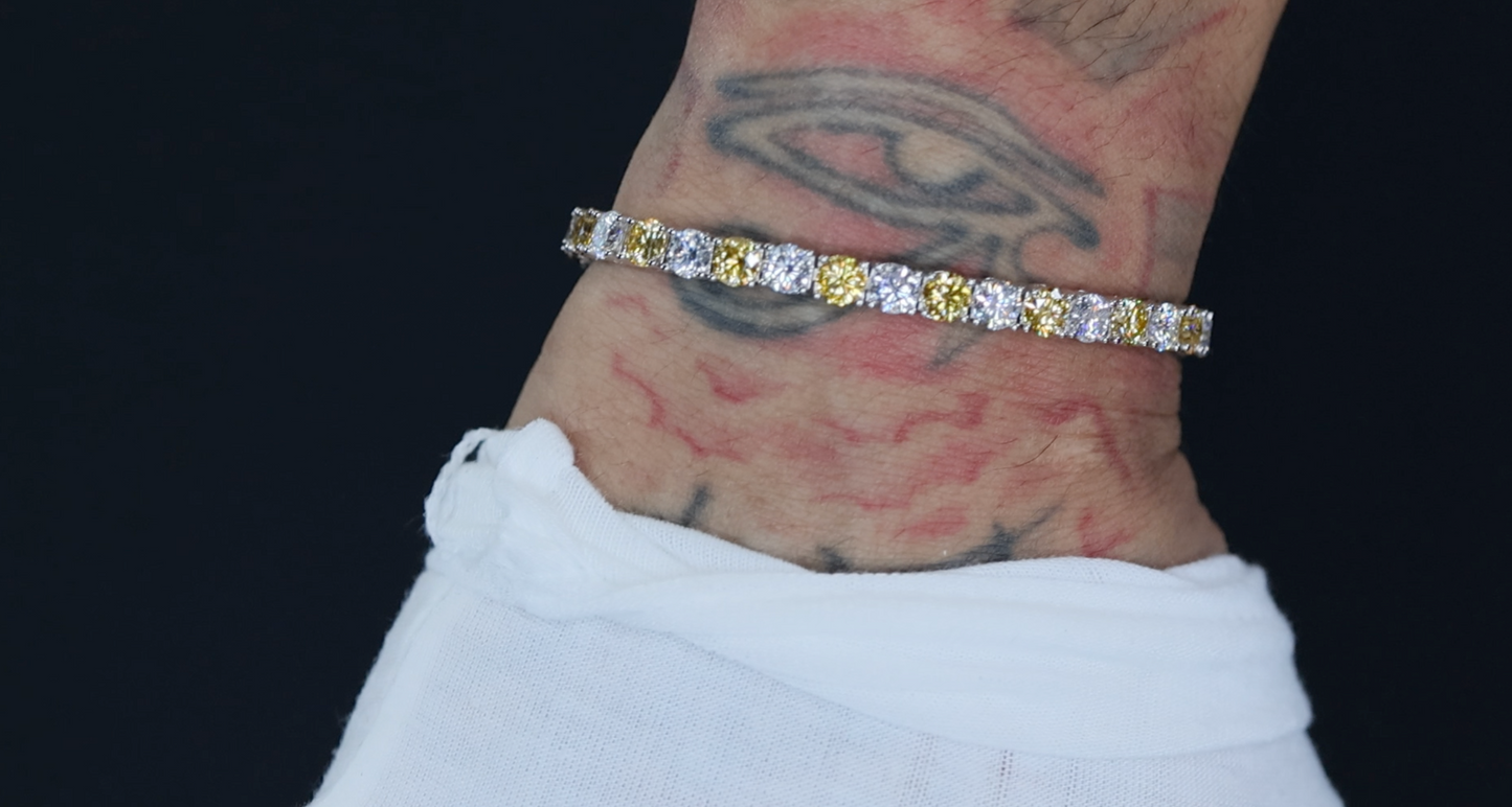 yellow diamond hip hop bracelet