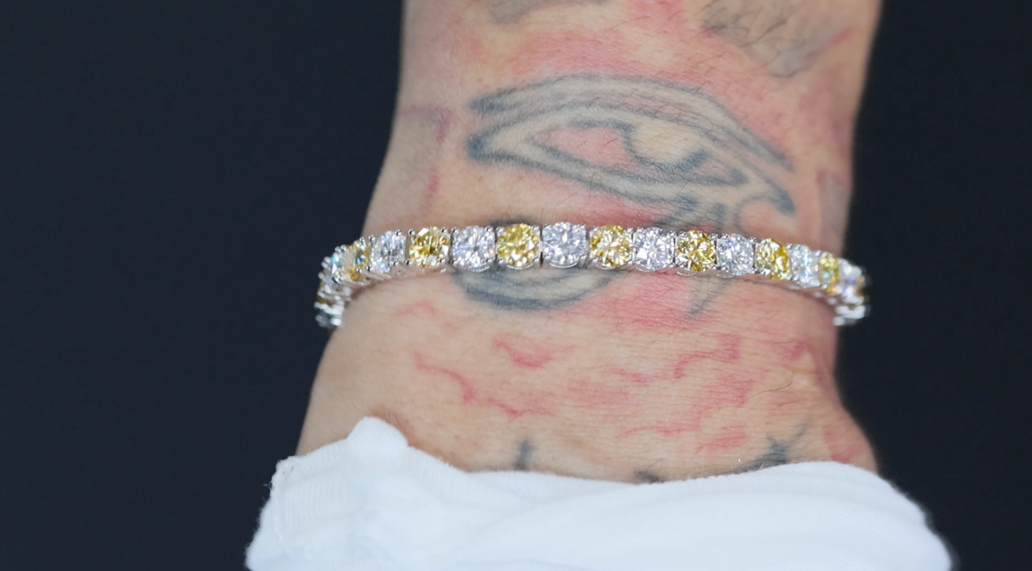 yellow diamond iced out bracelet