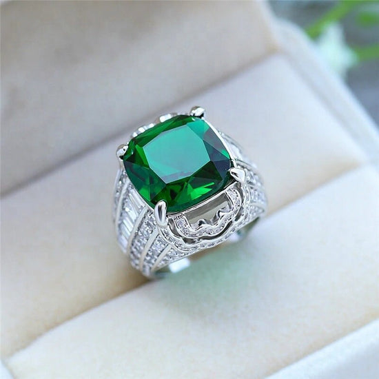 Green Diamond Ring | Emerald Green Diamond Ring | Iced Out Ring | Green Engagement Ring | Green Engagement Ring | Big Diamond Ring