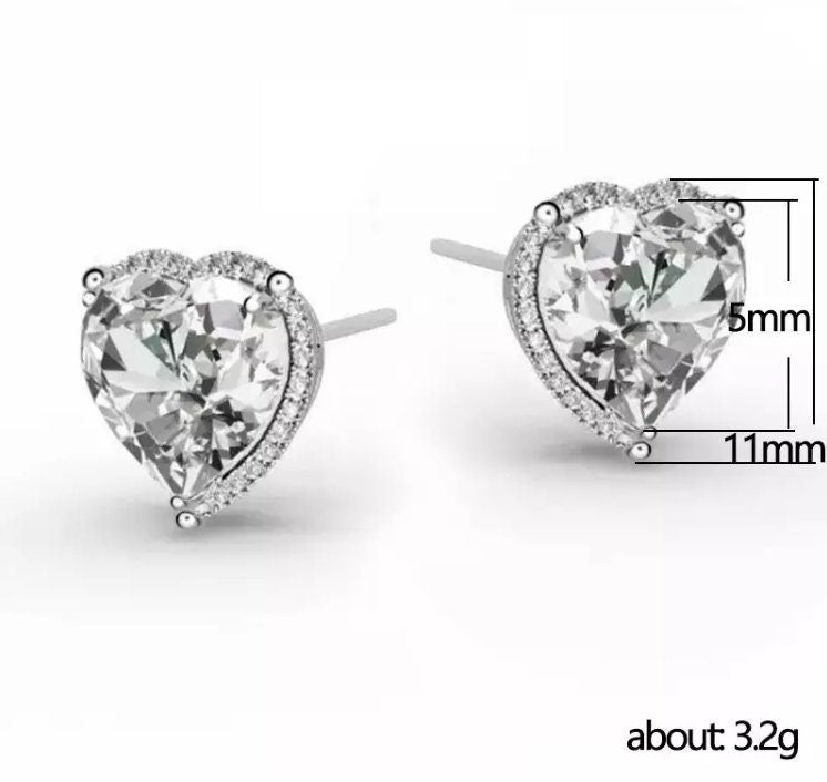 Diamond Earrings | Heart Earrings | Womens Earrings | Heart earrings with Diamonds | Heart Ear Studs | Womens Diamond Ear Studs | Ear Studs