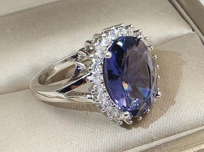 Purple Wedding Ring | Blue Wedding Ring | Amethyst Diamond Ring