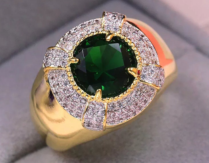 Green Diamond Ring | Emerald Green Diamond Ring | Iced Out Ring | Green Engagement Ring | Mens Green Diamond Ring | Big Diamond Ring