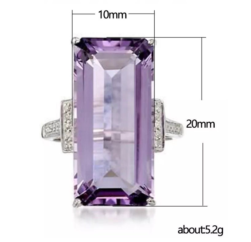 Emerald Ring | Purple Diamond Ring | Purple Diamond Engagement Ring | Purple Emerald Ring | Violet Emerald Ring | Rectangle Diamond Ring