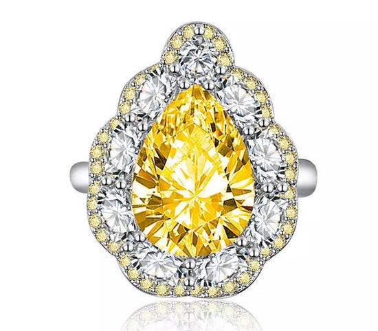 Yellow Diamond Ring | Yellow Diamond Engagement Rings | Yellow Diamond Wedding Ring | Pear Shape Ring | Pear Engagement Ring | Teardrop Ring