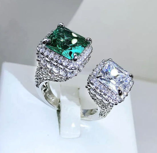 Engagement Ring | Green Diamond Ring | Womens Promise Ring |  Aquamarine Engagement Ring | Green Engagement Ring | Tourmaline Ring | Ring