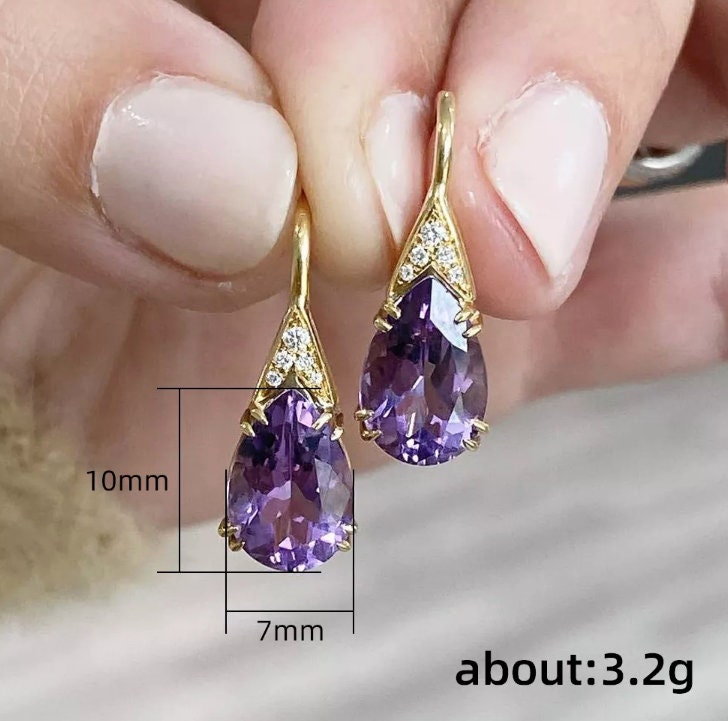 Womens Diamond Earrings | Purple Diamond Earrings | Earrings | Diamond Earrings | Teardrop Earrings | Womens Earrings | Dangle Earrings