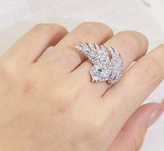 Diamond Bird Ring | Big Diamond Ring | Womens Statement Ring |  Diamond Wings Ring | Diamond Charm Ring | Womens Statement Ring | Bird Ring