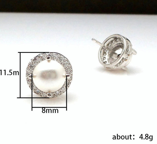 Pearl Earrings | Diamond Pearl Ear Studs | Womens Pearl Earrings