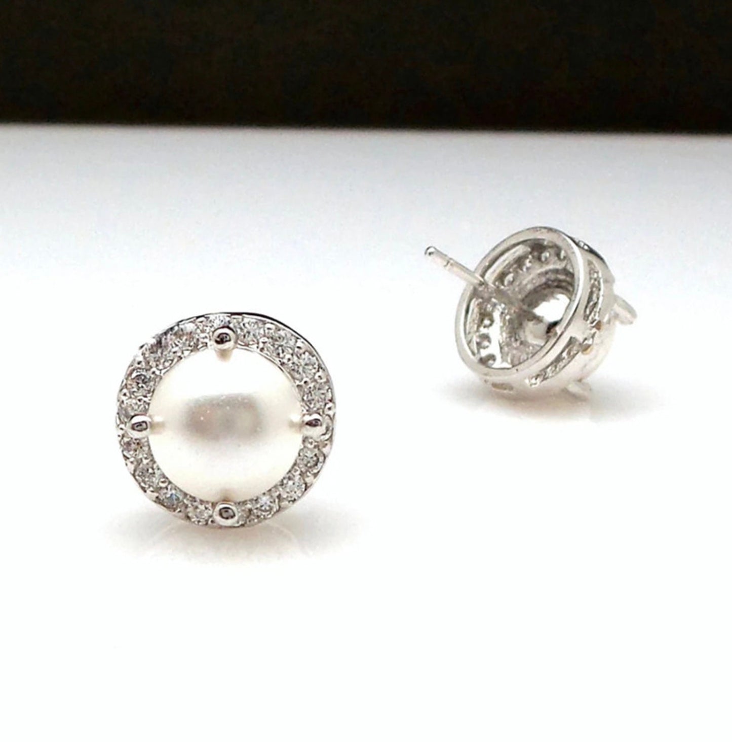 Pearl Earrings | Diamond Pearl Ear Studs | Womens Pearl Earrings