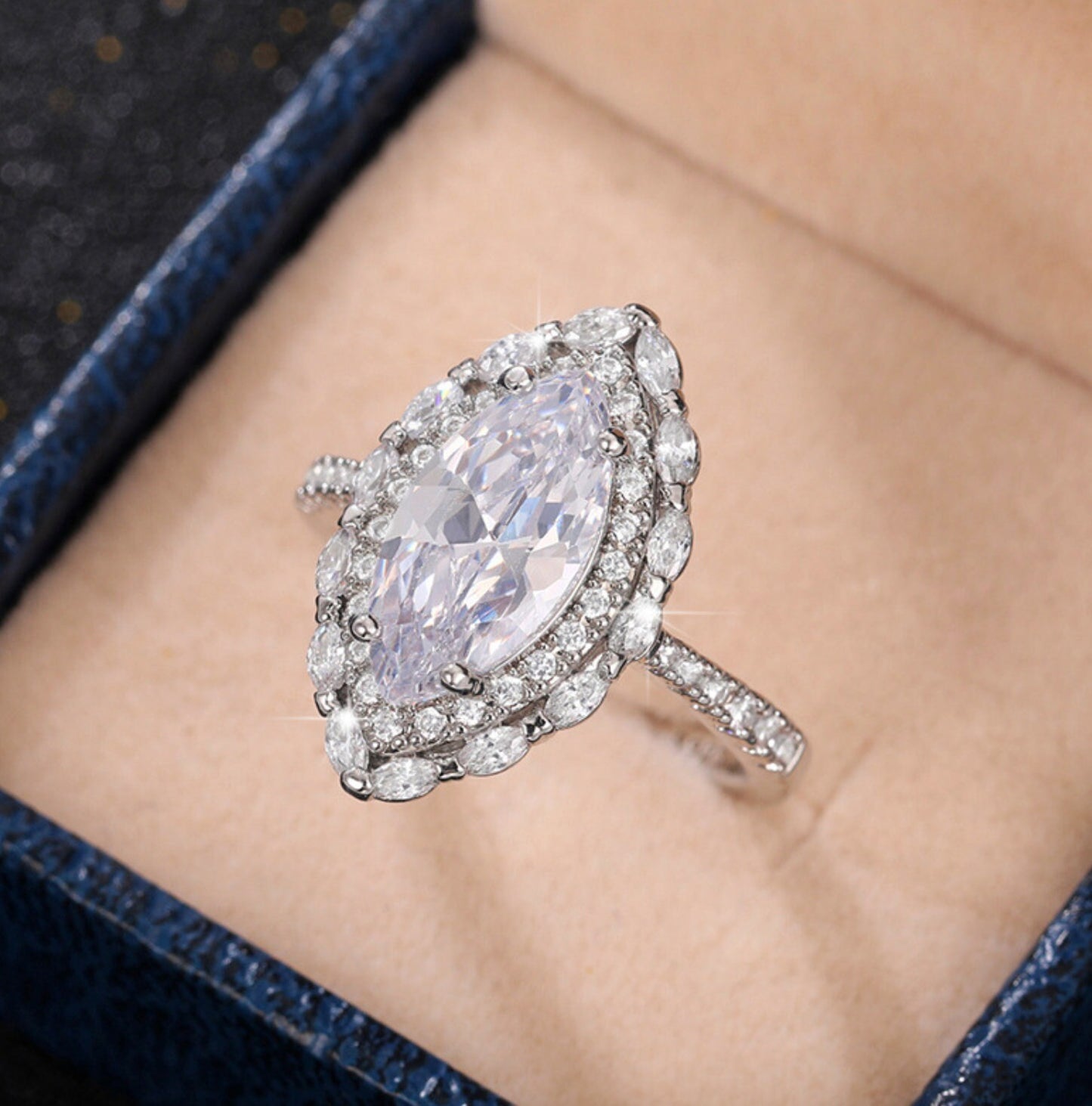 Womens diamond Marquise ring | Marquise engagement ring