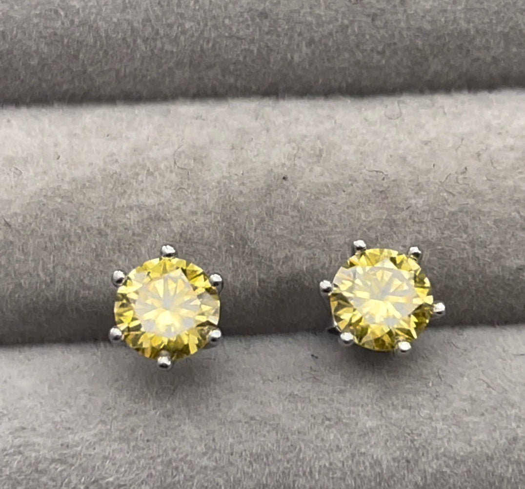 Yellow Moissanite Diamond Earrings