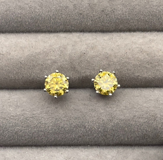 Yellow Moissanite Diamond Earrings