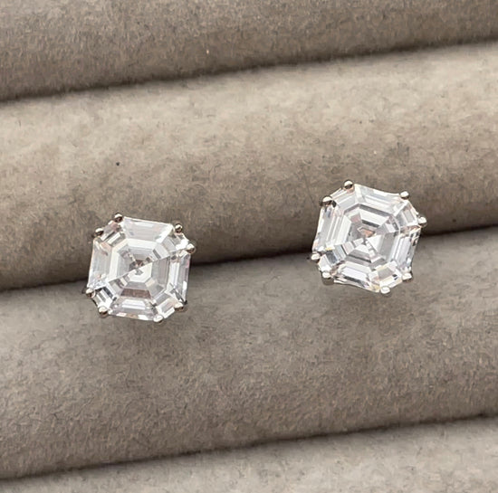 Asscher Diamond Ear Studs | Diamond Earrings | Womens Earrings | Diamond Ear Studs | Womens Stud Earrings | Mens Diamond Ear Studs | Earring