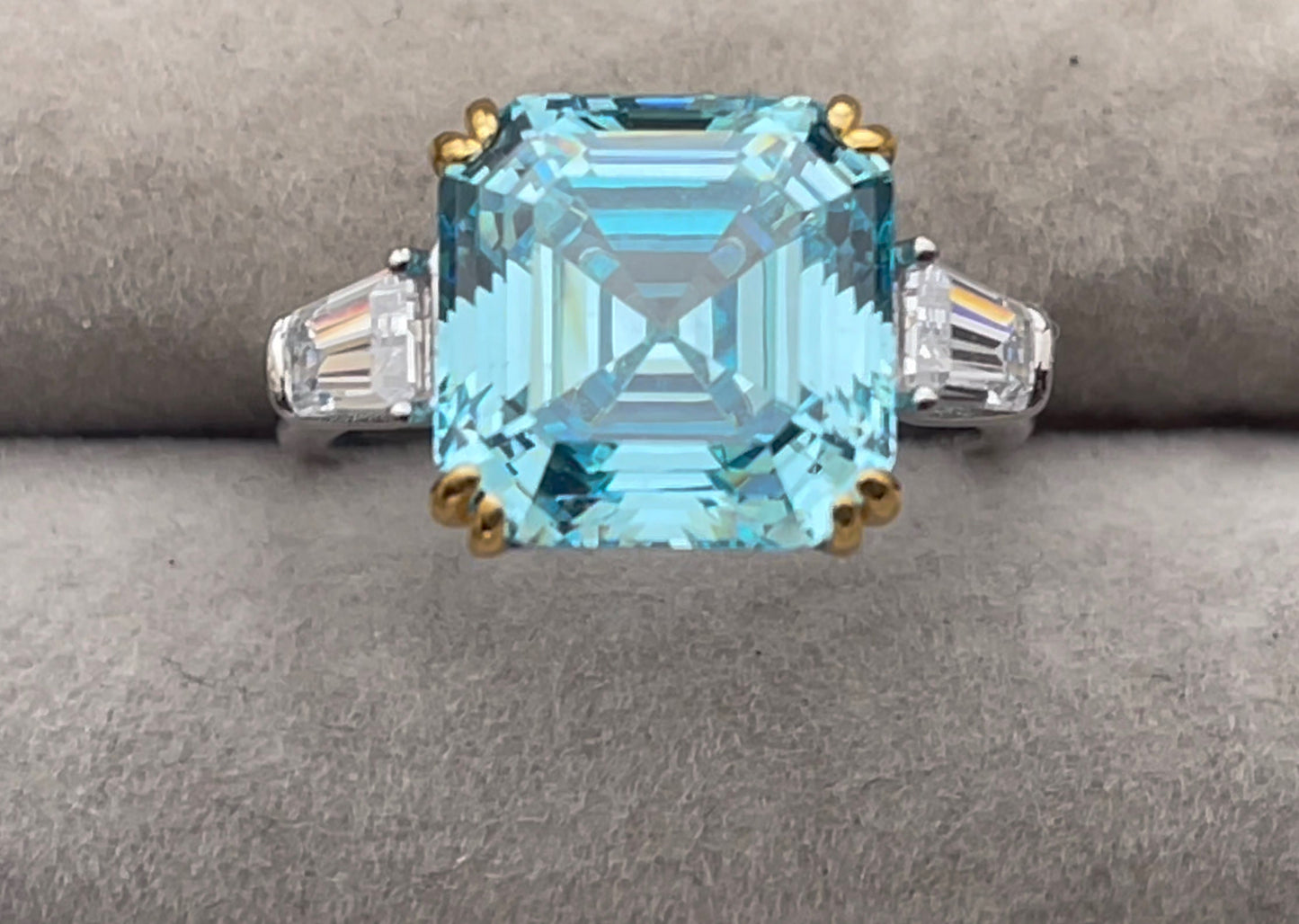 10.00ct Blue Diamond Ring | Asscher Engagement Ring | Asscher Diamond Wedding Ring