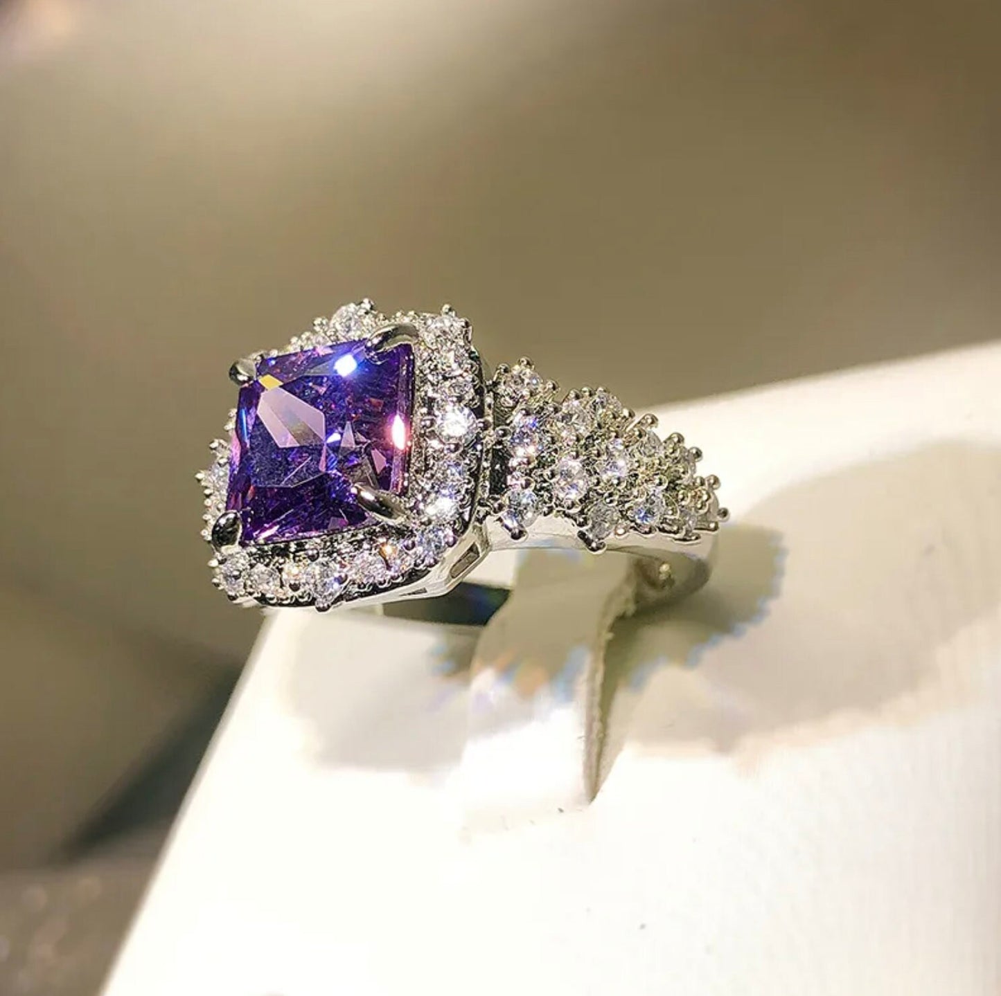 Princess Cut Ring | Purple Diamond Ring | Purple Diamond Engagement Ring | Purple Amethyst Ring | Purple Sapphire Ring | Purple Gem Ring